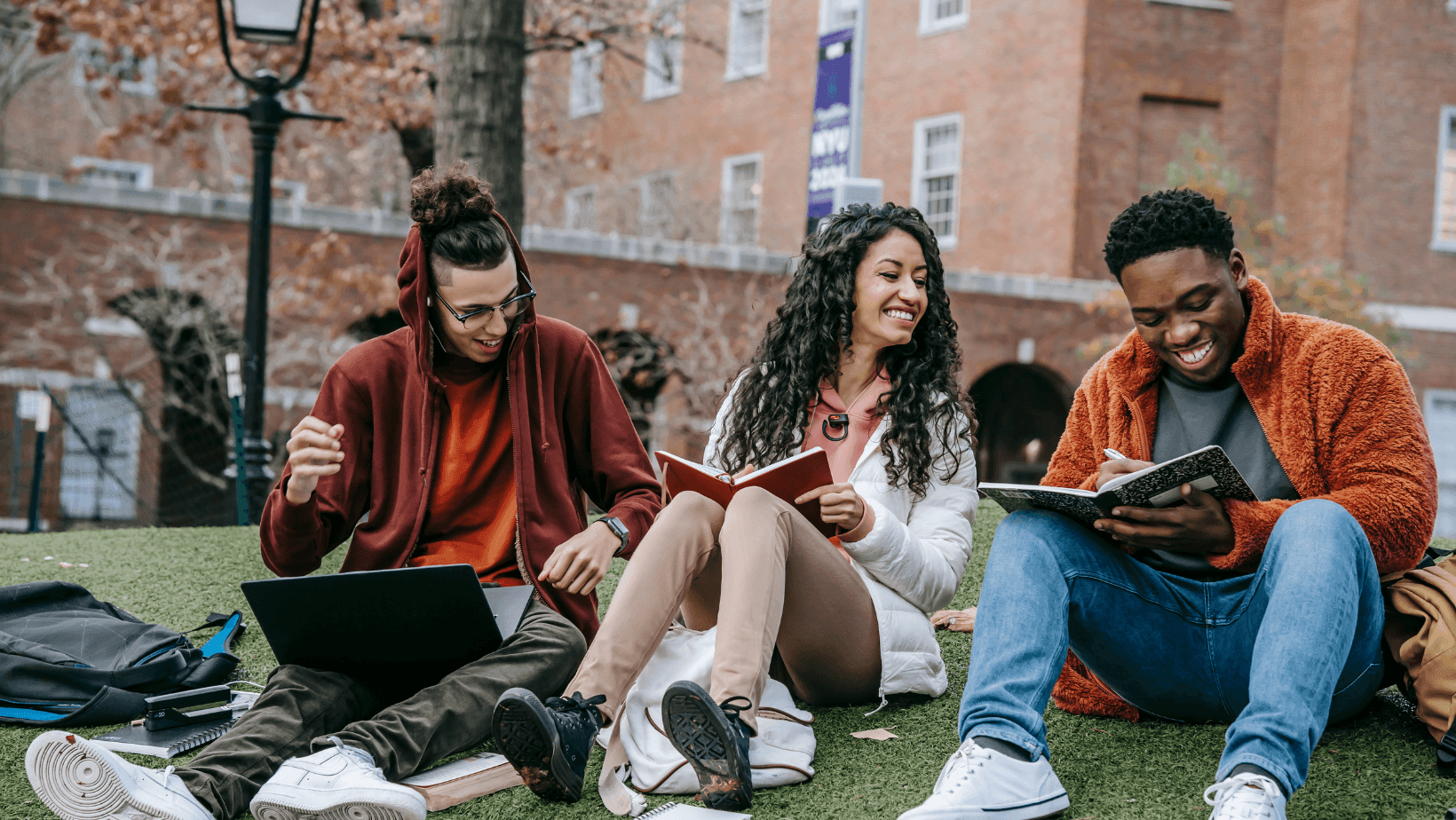 Students Reading and Laughing